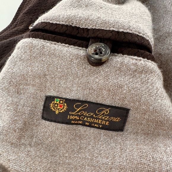 LORO PIANA Brown Fine Suede Leather 100% Cashmere Jacket Coat Intrecciato 48 38 - Picture 3 of 15